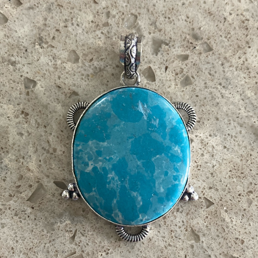 New Larimar Set In Sterling Pendant